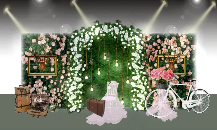 森系婚礼签到区psd模版下载