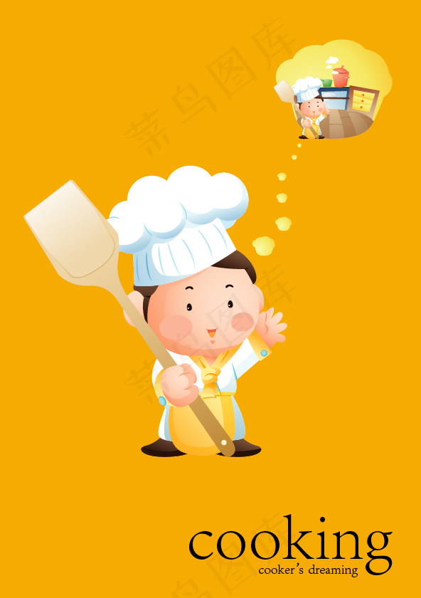 餐饮厨师人物的小海报AI矢量图片ai矢量模版下载