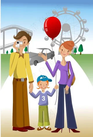 游乐场里的一家人