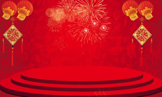 福运新春喜庆背景 分层PSD