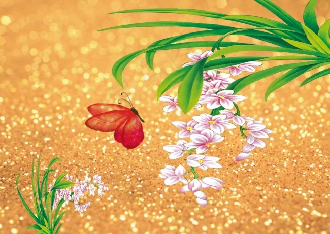 现代蝴蝶兰蝶恋花水晶背景墙素材模板(2950X2094(DPI:350))psd模版下载