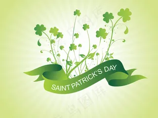 黄绿色的背景与曲线三叶草17三月