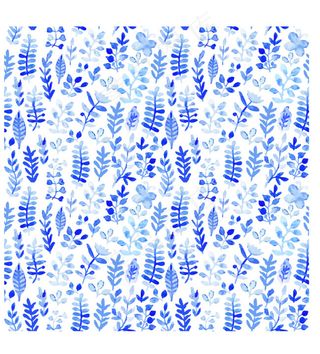 循环花卉树叶蓝色背景