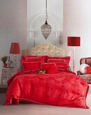 中式提花绣花婚七件套图片