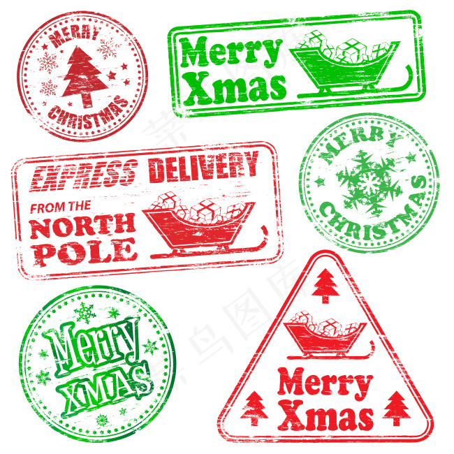圣诞节怀旧标签矢量素材EPS