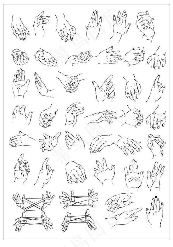 各种手势矢量手绘图