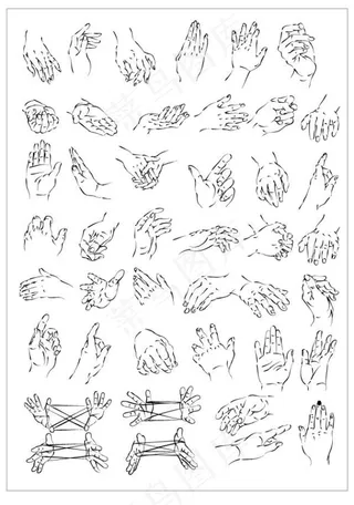 各种手势矢量手绘图