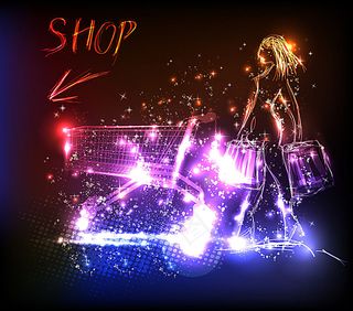 时尚购物美女插画