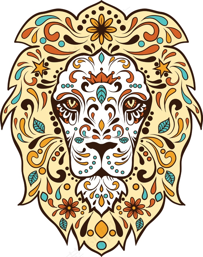 向量的T恤设计摘要狮子的脸