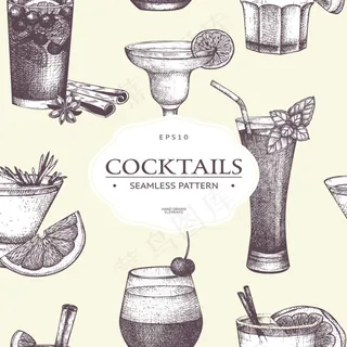 手绘饮料水杯矢量素材