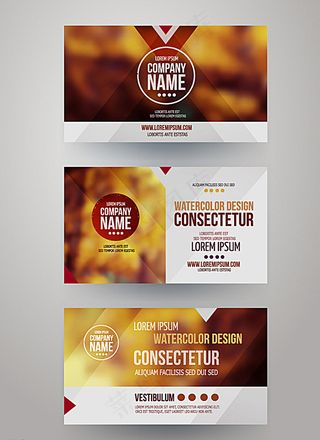 3款模糊水彩商务卡片矢量素材图片