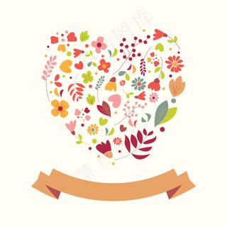 心形花卉素材设计