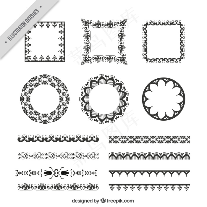 复古风格的装饰相框和边框设置
