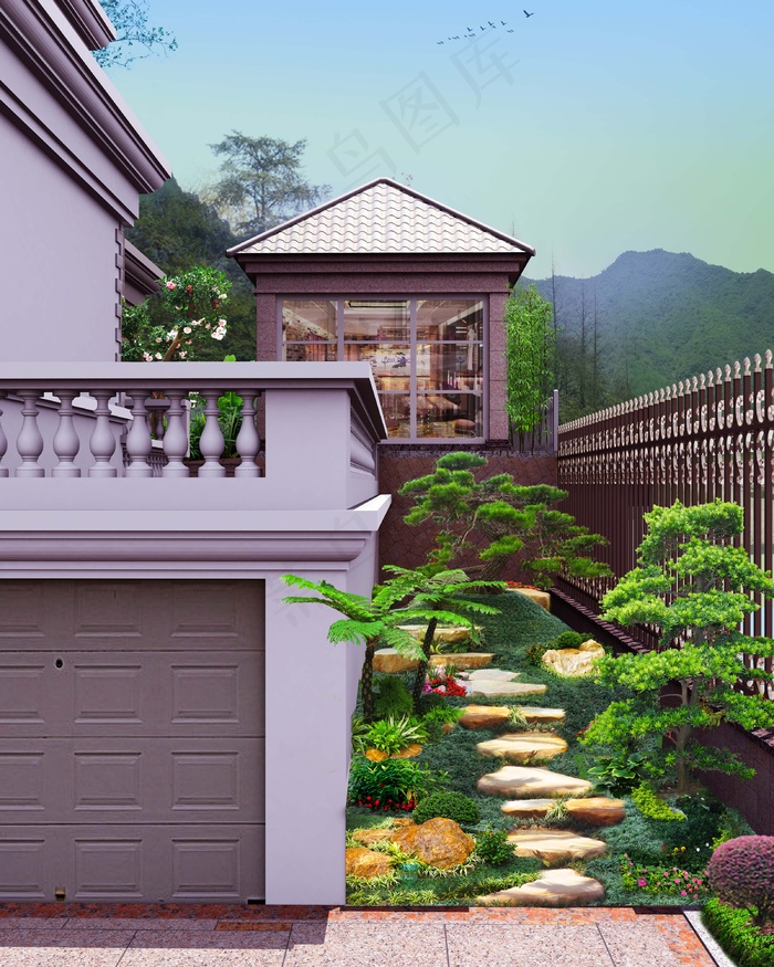 别墅花园效果图图片