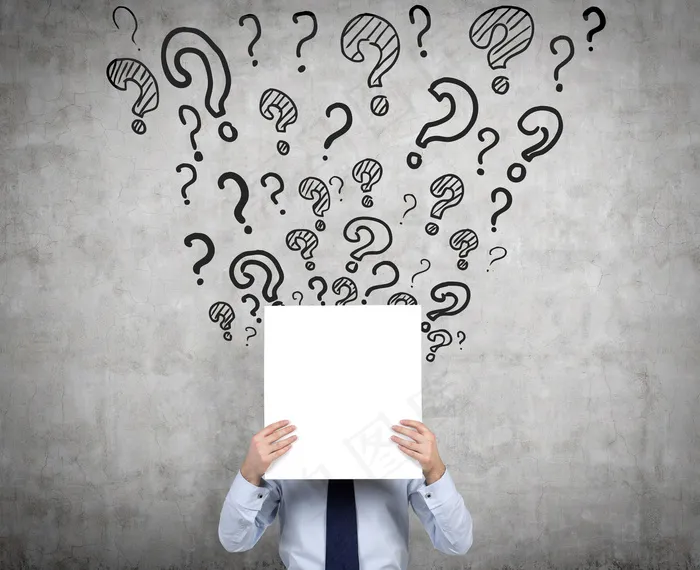 思考问号的职业男性