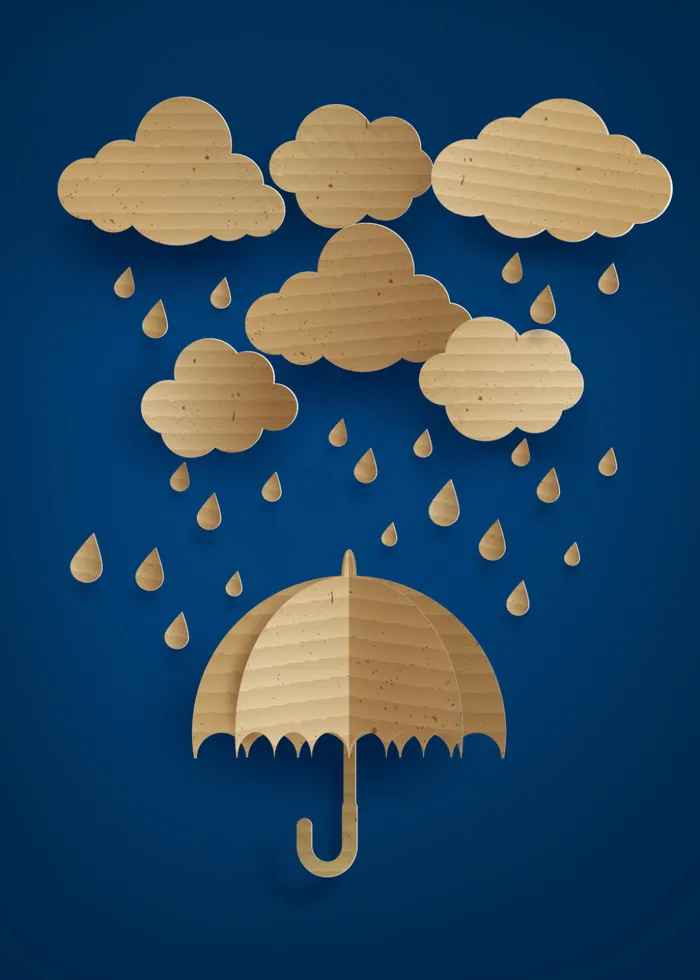 雨伞和白云剪纸eps,ai矢量模版下载