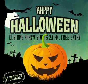 橙色万圣南瓜头矢量素材下载