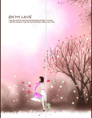 卡通女孩移门图案