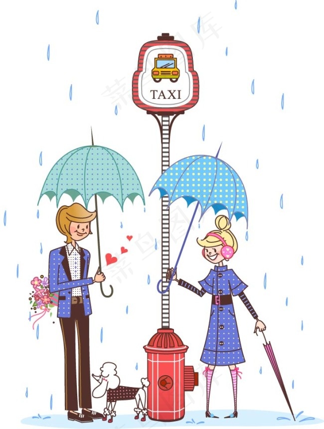 雨中的邂逅ai矢量模版下载