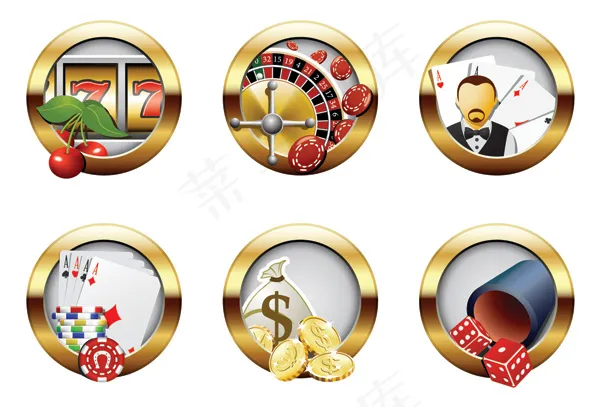 赌博钱金币矢量图.ai矢量模版下载