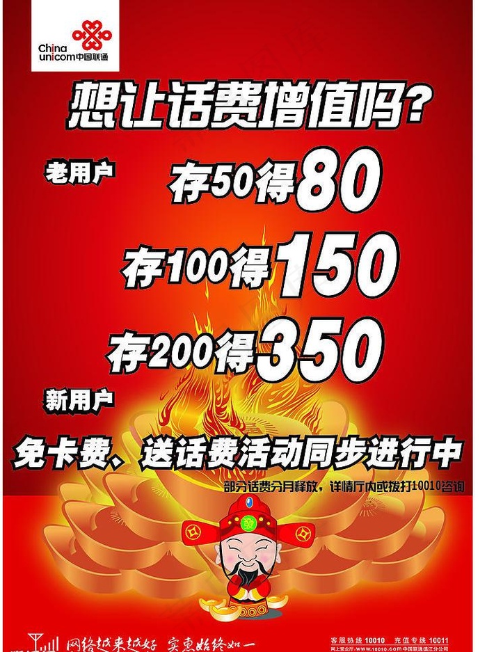 联通充值送话费图片ai矢量模版下载