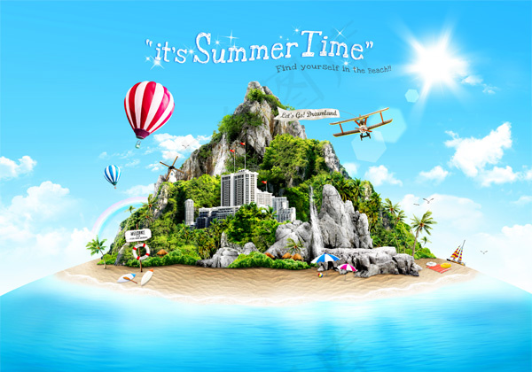 夏日时光创意海报设计psd模版下载