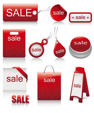 红色的销售打折图标矢量素材