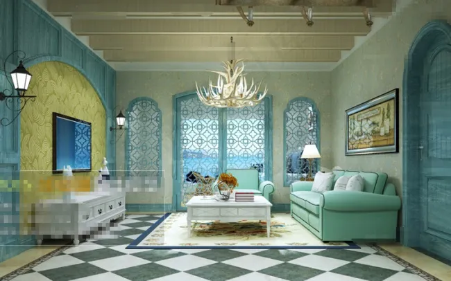 地中海风格室内设计豪华客厅