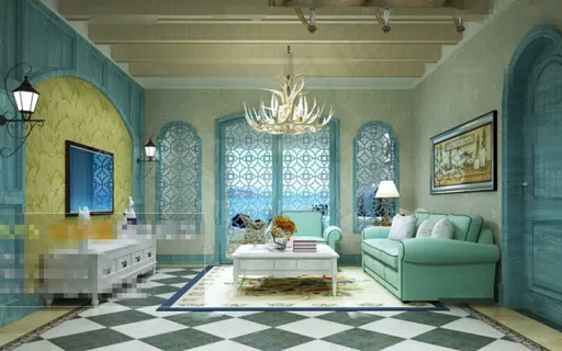 地中海风格室内设计豪华客厅