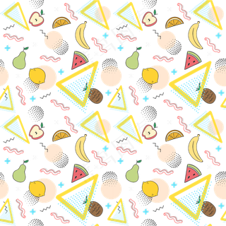 可爱水果无缝图案矢量设计素材