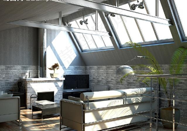 阁楼客厅3D模型图片