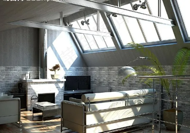 阁楼客厅3D模型图片