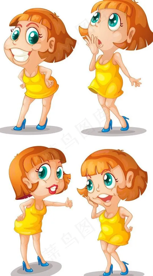 卡通小女孩图片eps,ai矢量模版下载