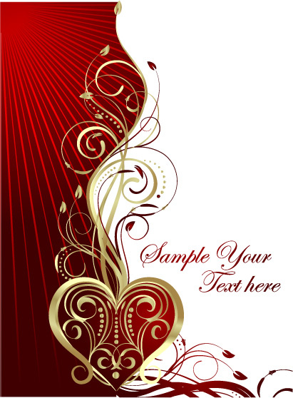 情人节金色花纹矢量素材
