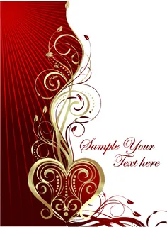 情人节金色花纹矢量素材