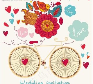 手绘婚礼邀请卡矢量素图片