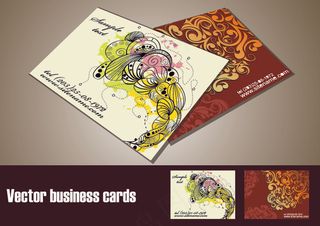 几款漂亮炫彩花纹名片矢量素材