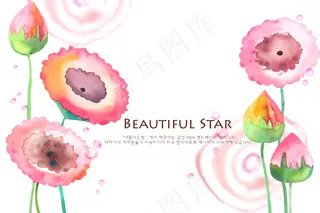 时尚粉色花朵海报背景素材