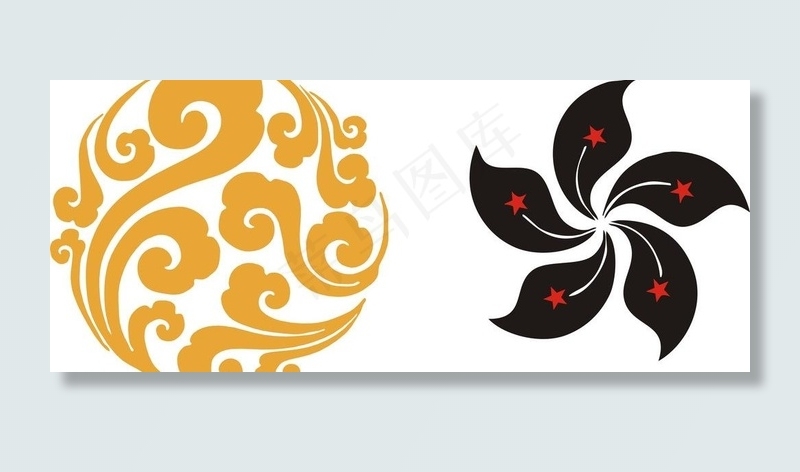 飘云底纹 紫荆花图片cdr矢量模版下载
