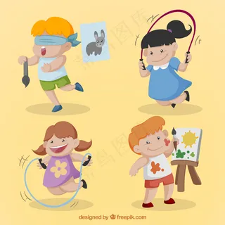 手绘可爱的孩子做活动