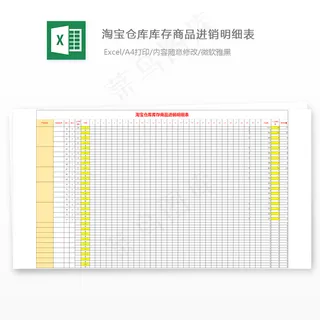 淘宝仓库库存商品进销明细表