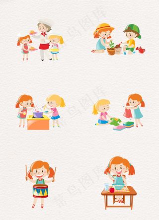 卡通小女孩的暑期生活