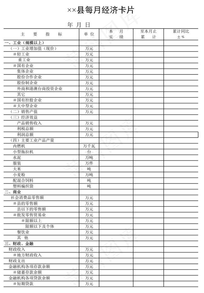 每月经济卡片