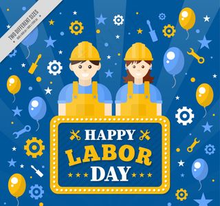 气球工人卡通劳动节愉快的背景