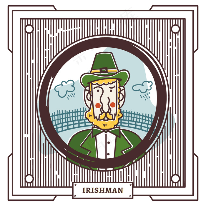 手画爱尔兰男子肖像