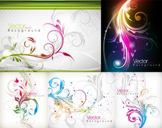 潮流眩光藤蔓花纹矢量素材