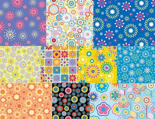 可爱花朵平铺背景矢量素材