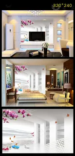 立体花朵电视背景