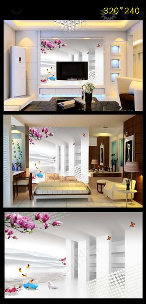 立体花朵电视背景