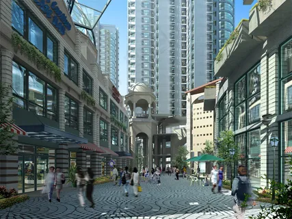 商业步行街外景设计PSD分层 商业步行街外景设计PSD分层